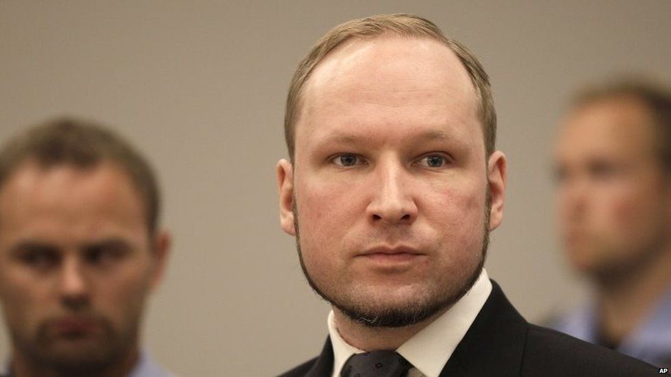 Anders Behring Breivik listens to the judge in the courtroom, in Oslo, Norway. 24 August 2012