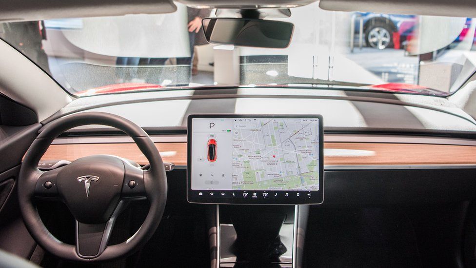 The interior of a Model 3, 2018