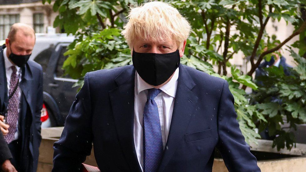 Boris Johnson outside BBC Broadcasting House on 20 October 2020
