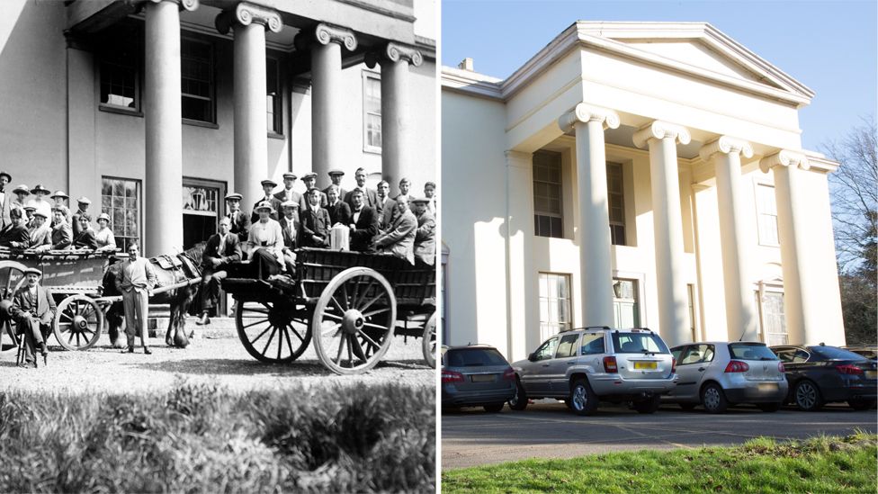 Papworth hall c. 1918 and 2018