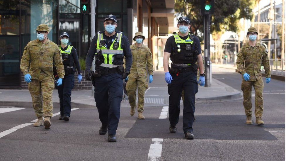 Officers enforcing Melbourne's lockdown