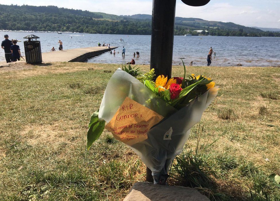 Flowers left at Balloch Country Park