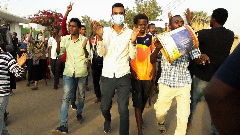People protesting in Sudan
