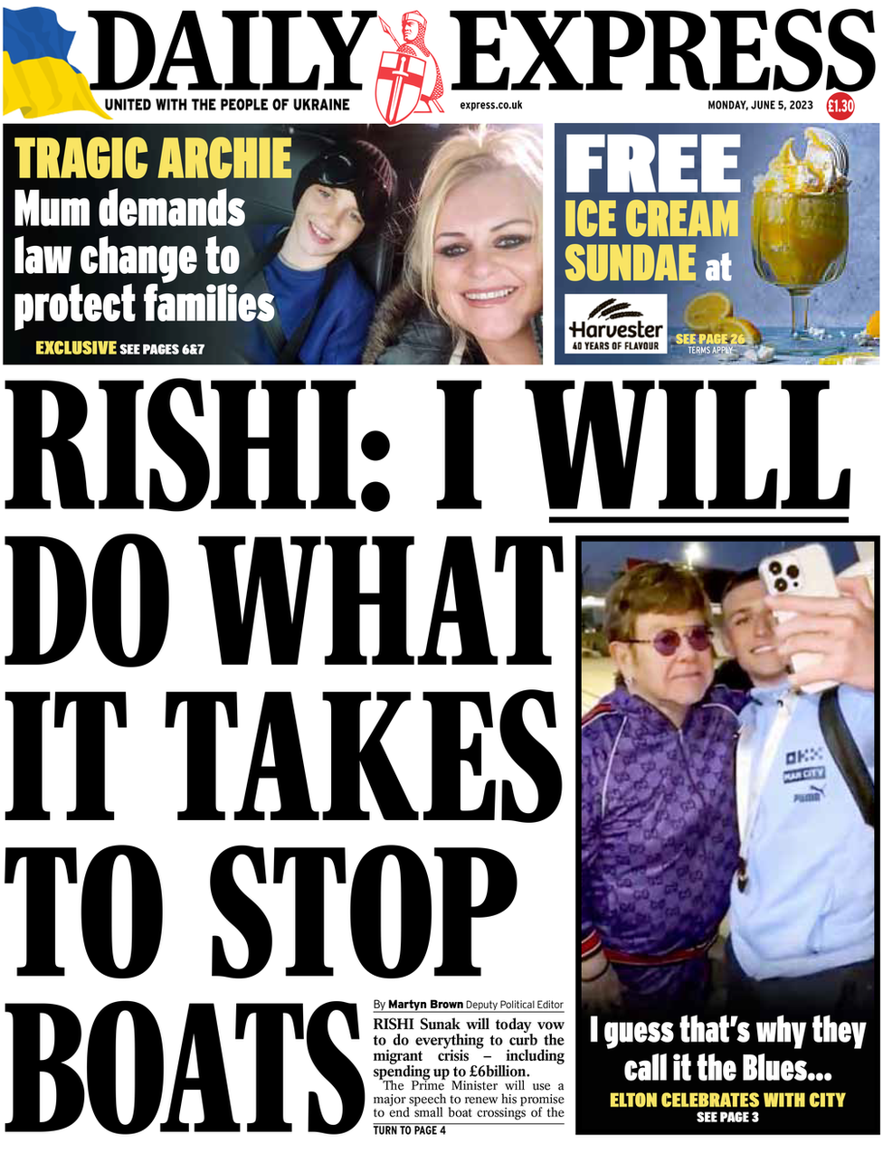 The front page of the Daily Express