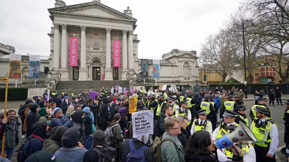 Protesters outside Tate Britain