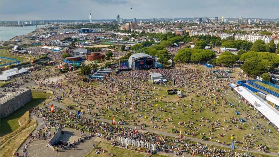 Aerial view of the festival ground