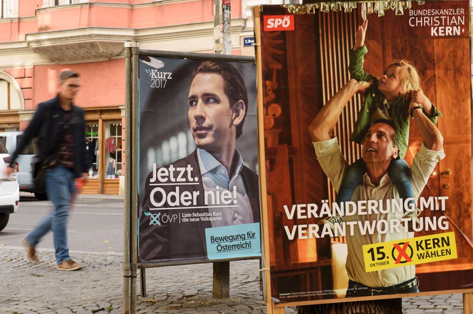 Election posters in Vienna, 12 Oct 17