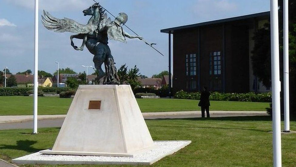 Statue of Pegasus on the parade round at Melville Barracks, Colchester, Essex