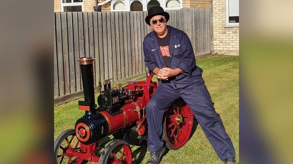 Michael Oakman with his steam traction engine