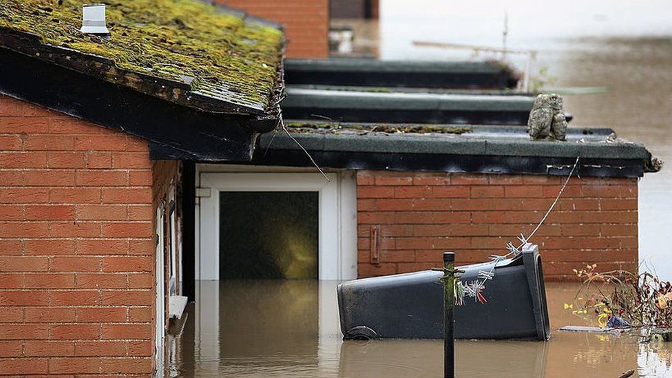 A flooded house in St Asaph, north Wales