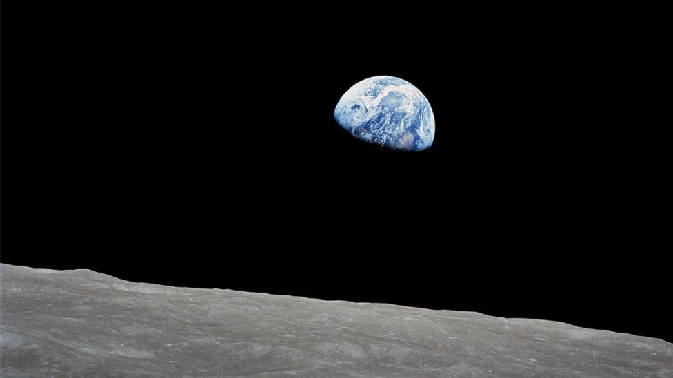 The iconic Earth Rise photograph taken from Apollo 8