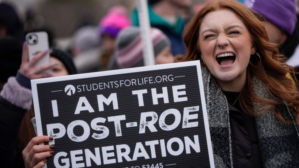Anti-abortion activists rally outside the U.S. Supreme Court during the 49th annual March for Life rally on January 21, 2022 in Washington, DC