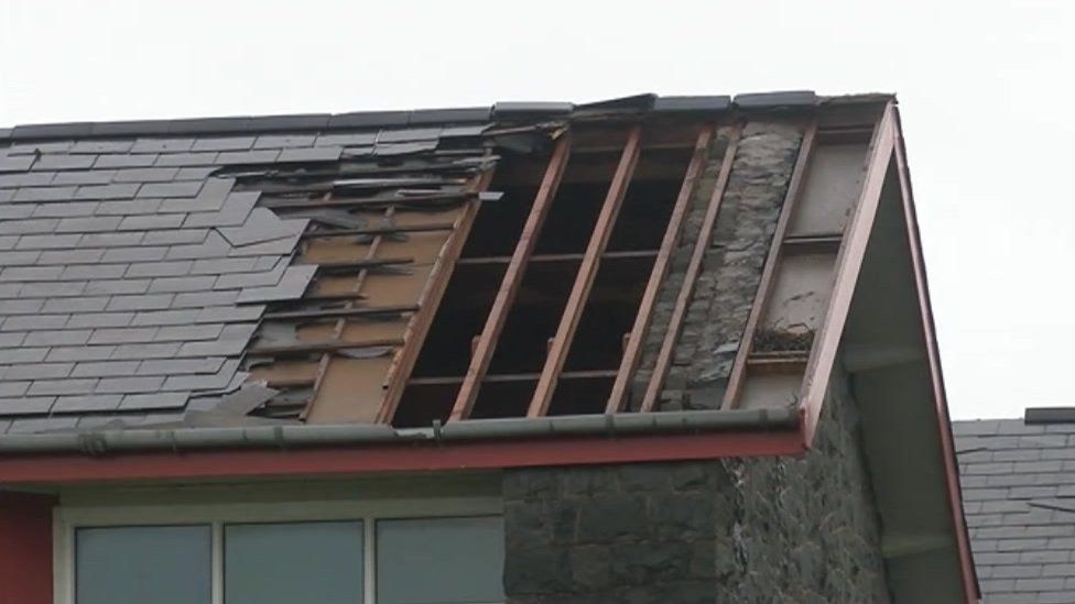 Damaged roof pictured in March