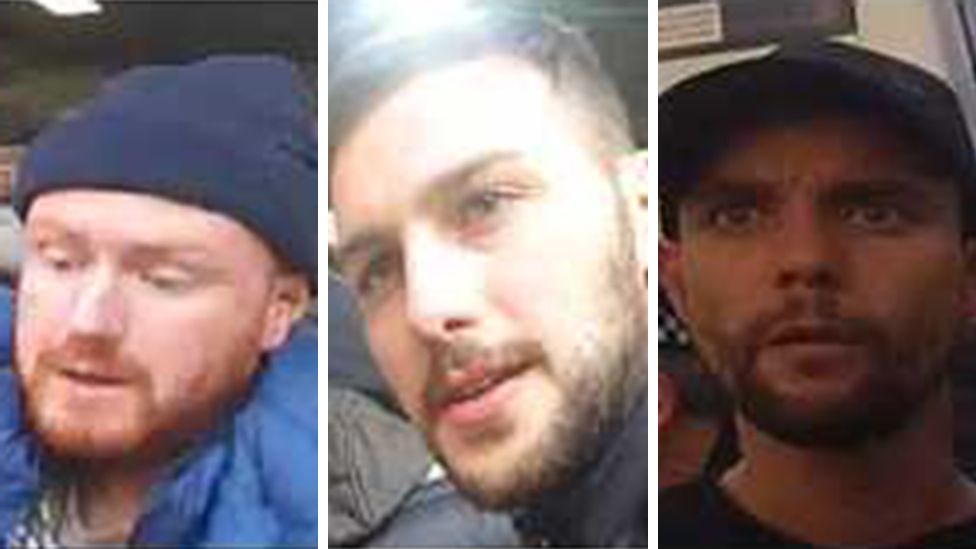 Composite images of three men