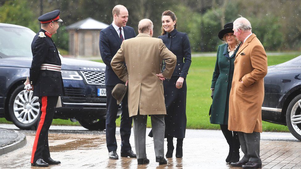 The Duke of Cambridge, the Duchess of Cambridge, the Duchess of Cornwall and the Prince of Wales at the Defence Medical Rehabilitation Centre