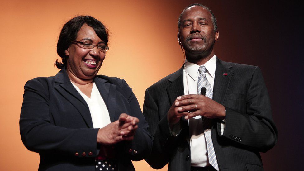 Ben Carson and his wife Candy Carson as he officially announces his presidential campaign in May 2015