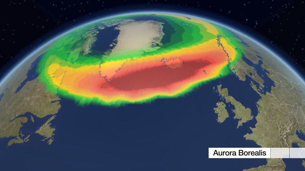 A graphic showing the Aurora Borealis