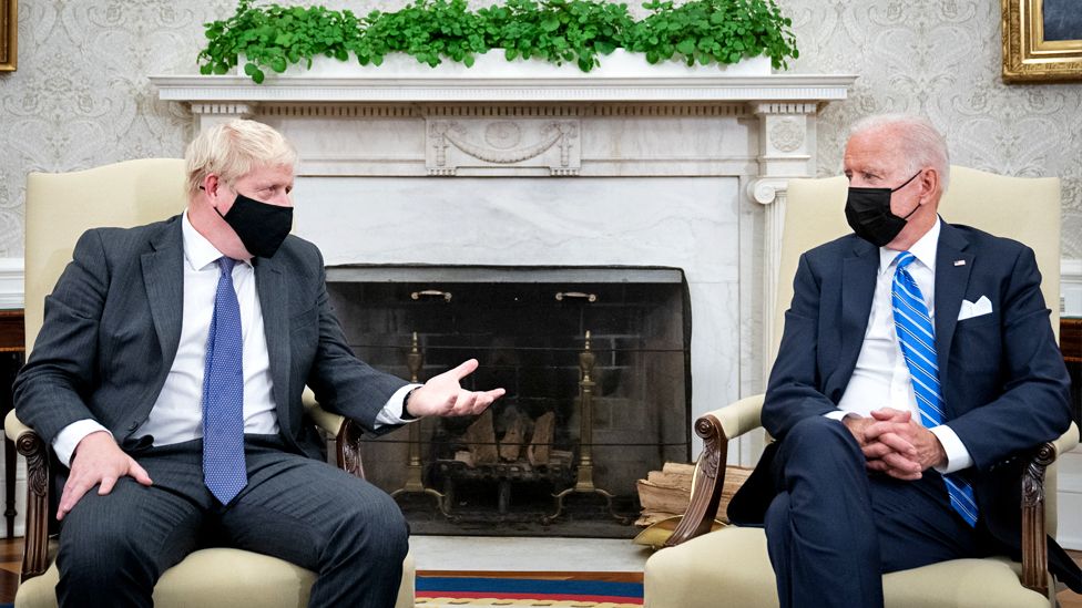 Boris Johnson and Joe Biden in the Oval Office on 21 September 2021