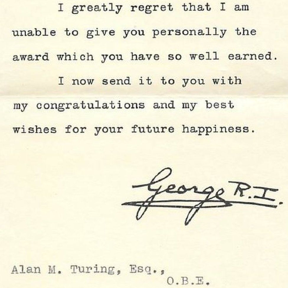 Letter to Turing fro King George VI
