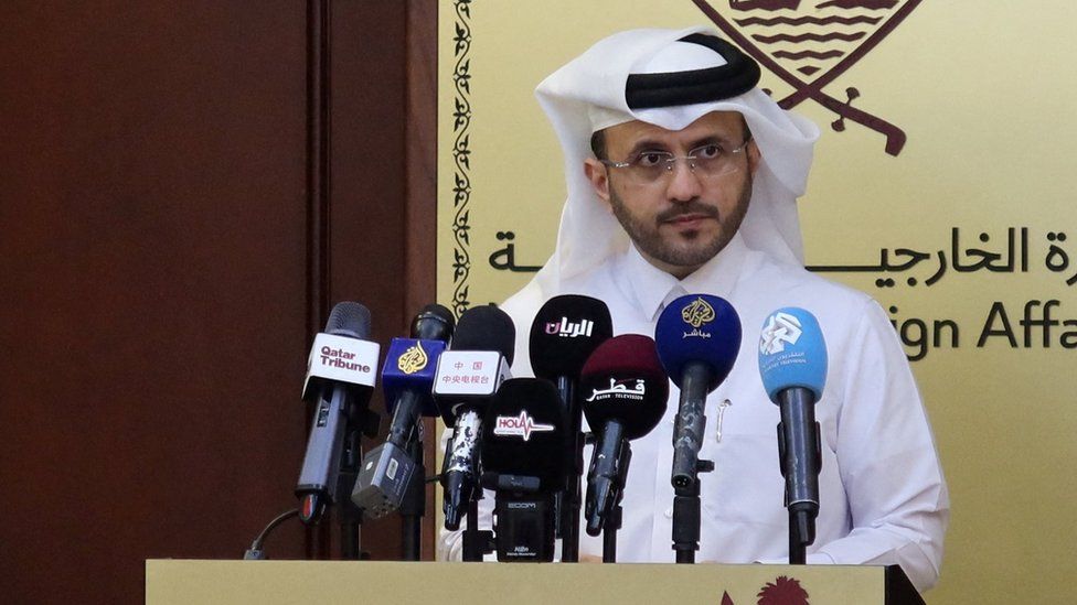 File photo showing Qatar's foreign ministry spokesman Majed al-Ansari in Doha, Qatar (28 November 2023)