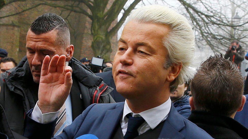 Dutch far right Party for Freedom (PVV) leader Geert Wilders campaigns for the 2017 Dutch election in Spijkenisse, a suburb of Rotterdam, Netherlands, February 18, 2017.