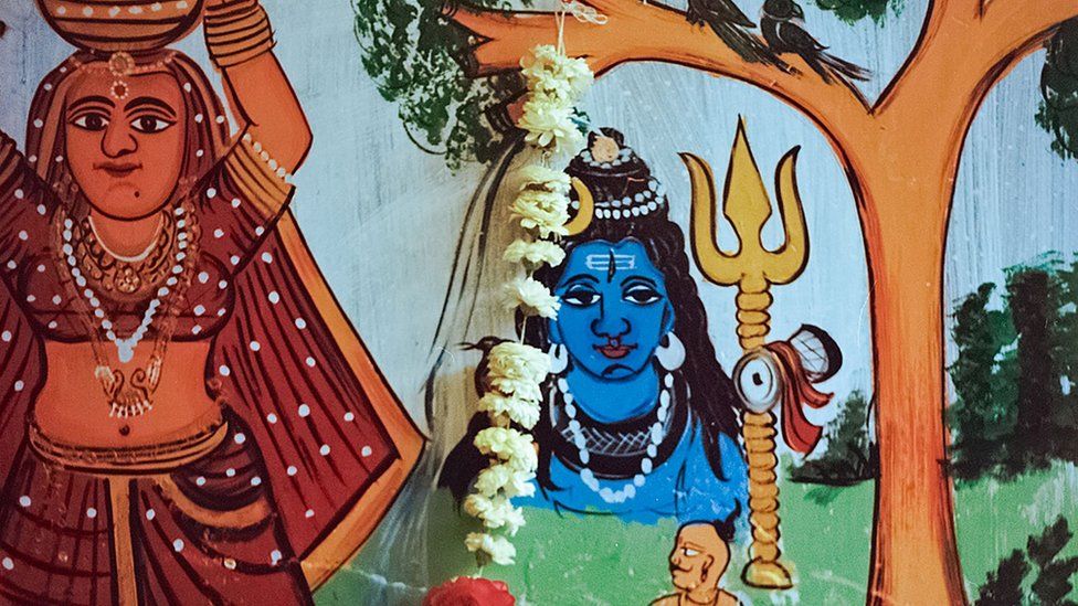 A mural depicting the Hindu God Shiva