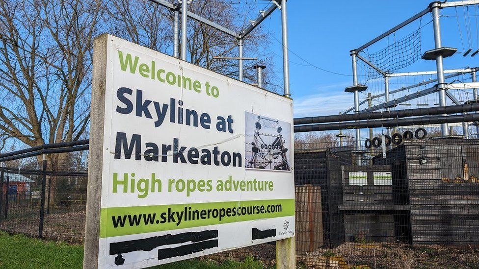 Sign at Markeaton Park high ropes attraction