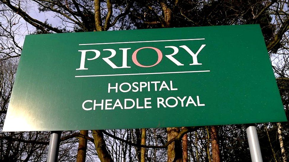 Sign for the Priory Hospital Cheadle Royal