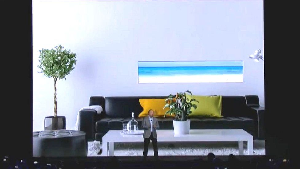 Samsung modular TV in an elongated rectangular format