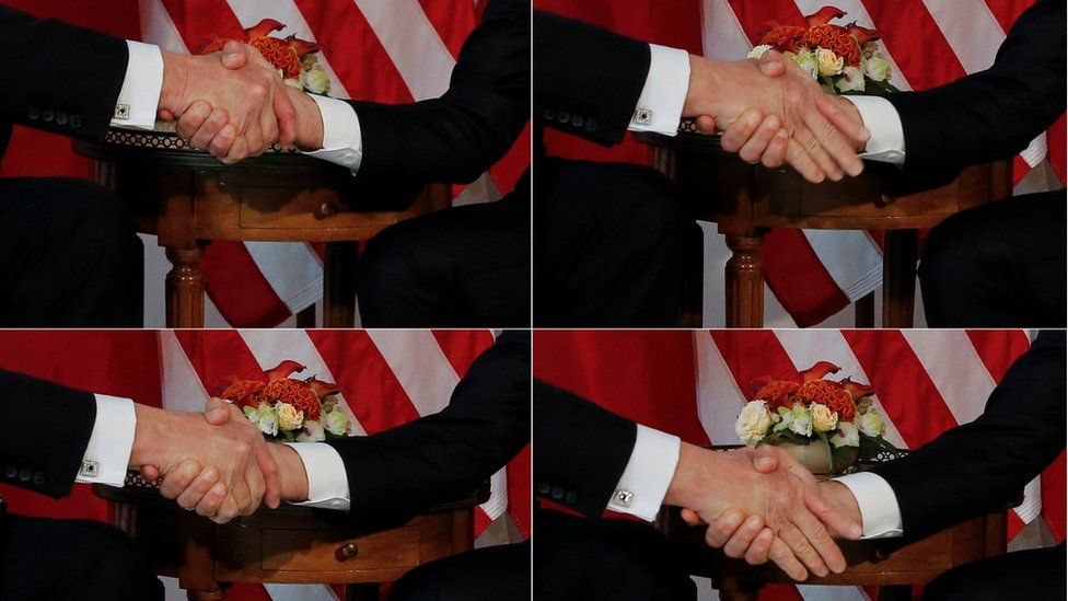 The Trump-Macron handshake