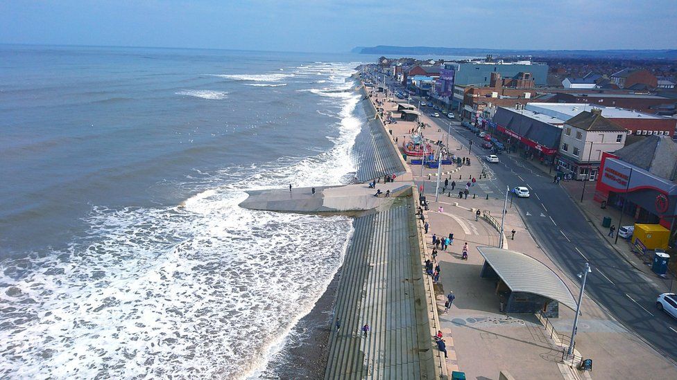 Aerial view of Redcar seafront