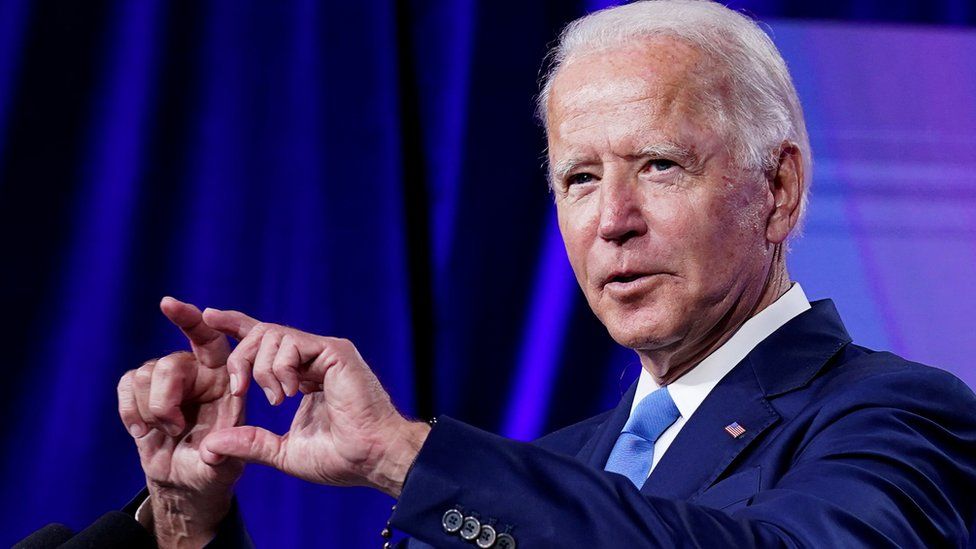 Democratic presidential nominee Joe Biden speaks in Delaware, US, on 2 September 2020