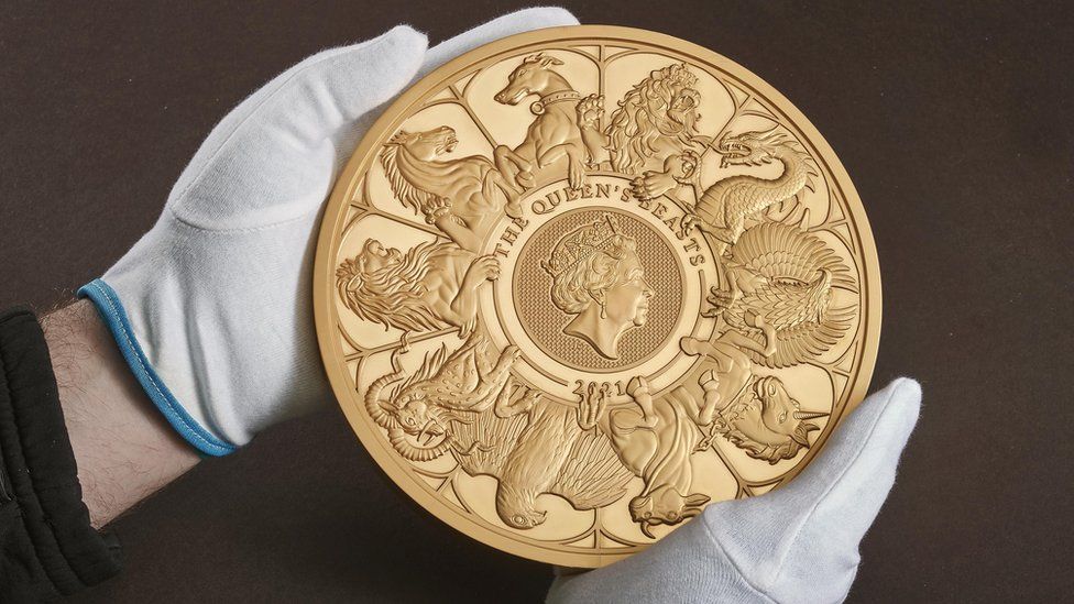 Gold £10,000 coin weighing 22lb produced at Royal Mint in Llantrisant