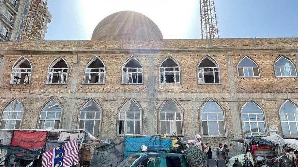 A view from the Seh Dokan mosque after a blast that hit the mosque located in a busy area of Mazar-e-Sharif, Afghanistan April 21, 2022