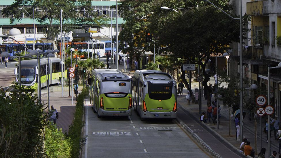Buses in Belo Horizonte in Brazil.