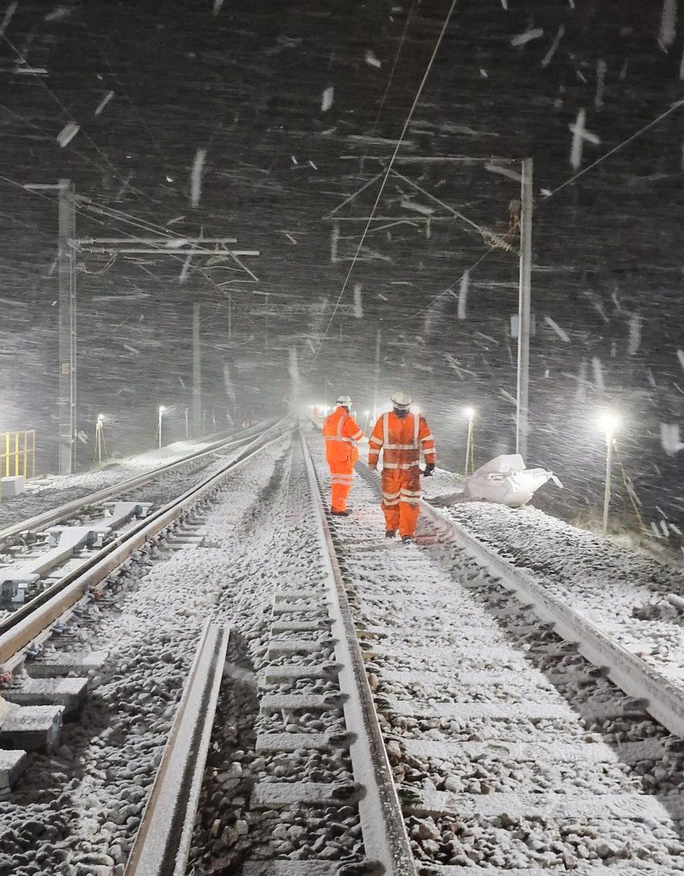 Network Rail engineers at Carstairs
