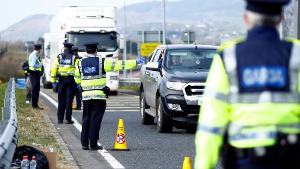 Gardaí (Irish police) at a checkpoint