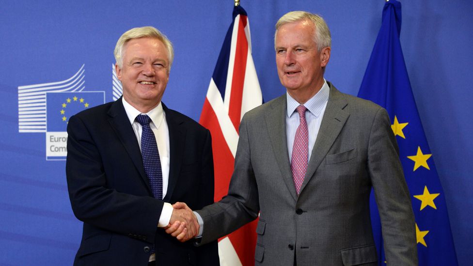 David Davis (left) and Michael Barnier