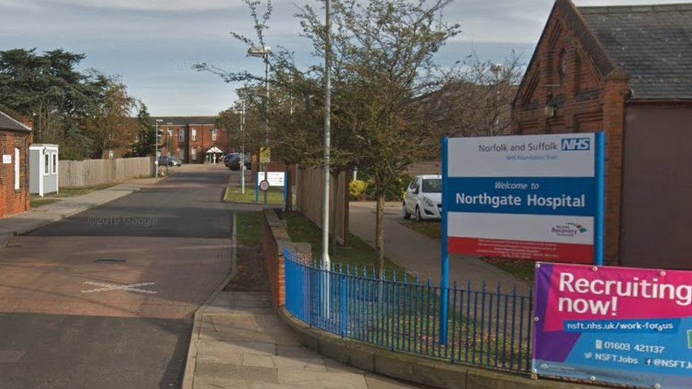Entrance to Northgate Hospital in Great Yarmouth where an inquest was told falsifying records was 'standard procedure'