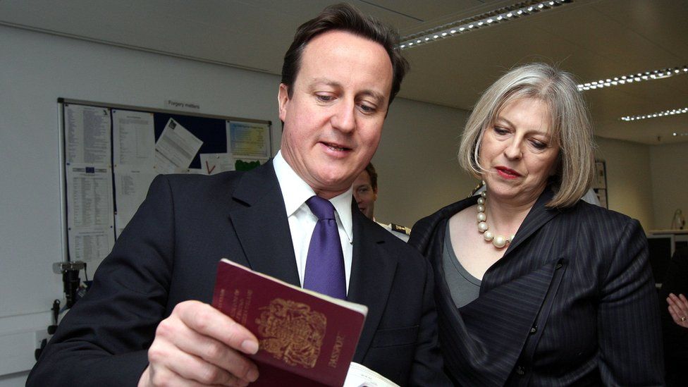 David Cameron with Theresa May, when she was his home secretary