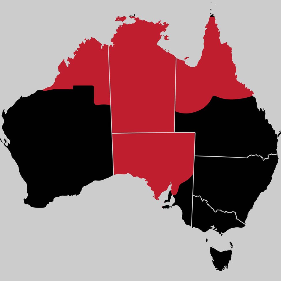 A map showing how syphilis has reached into Western Australia, Queensland, Northern Territory and South Australia