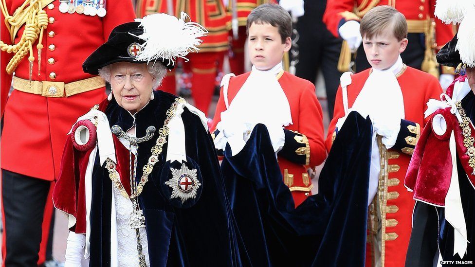 Queen Elizabeth II attends the Order of the Garter Service at St George's Chapel at Windsor Castle on June 15, 2015 in Windsor, England.