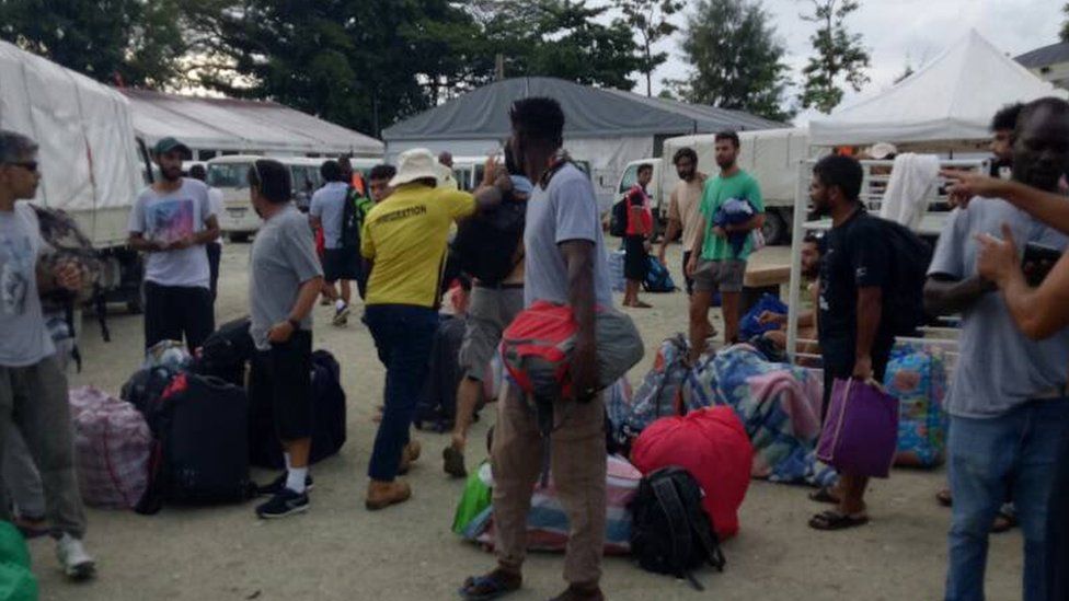 A photo a refugee says shows men leaving the Manus Island detention centre