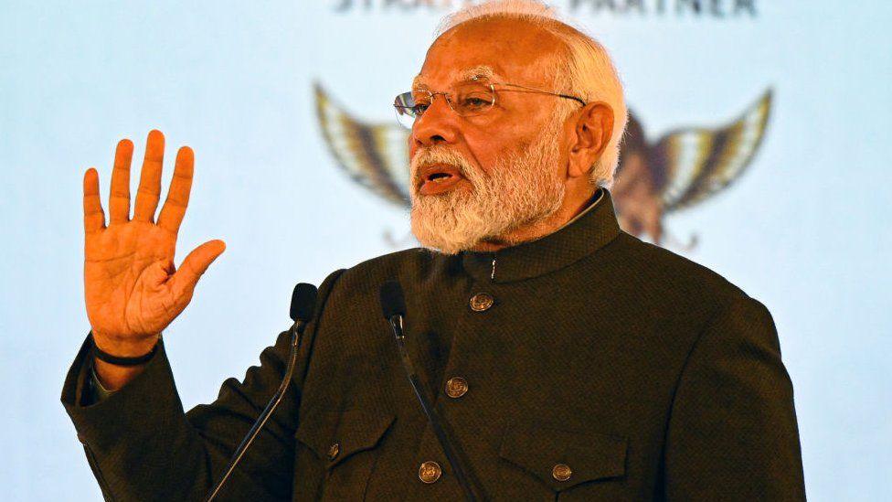 Narendra Modi, India's prime minister, speaks during the Global Business Summit in New Delhi, India, on 9 February 2024