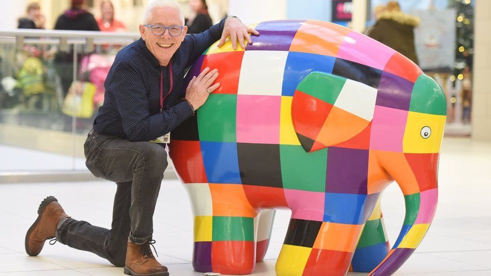 Campaign manager Norman Lloyd with Elmer the elephant