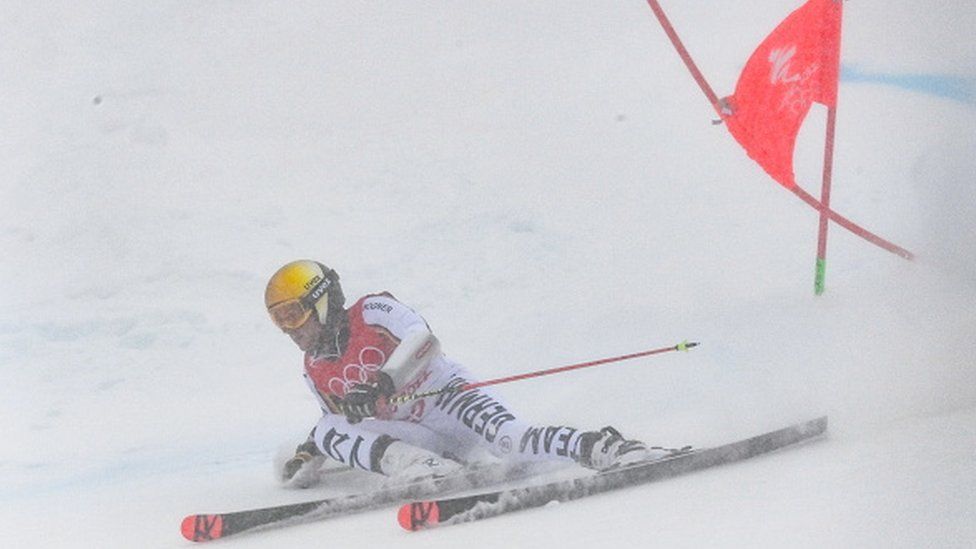 Julian Rauchfuss of Germany during the Men's Giant Slalom event on day nine of the Beijing 2022 Winter Olympic