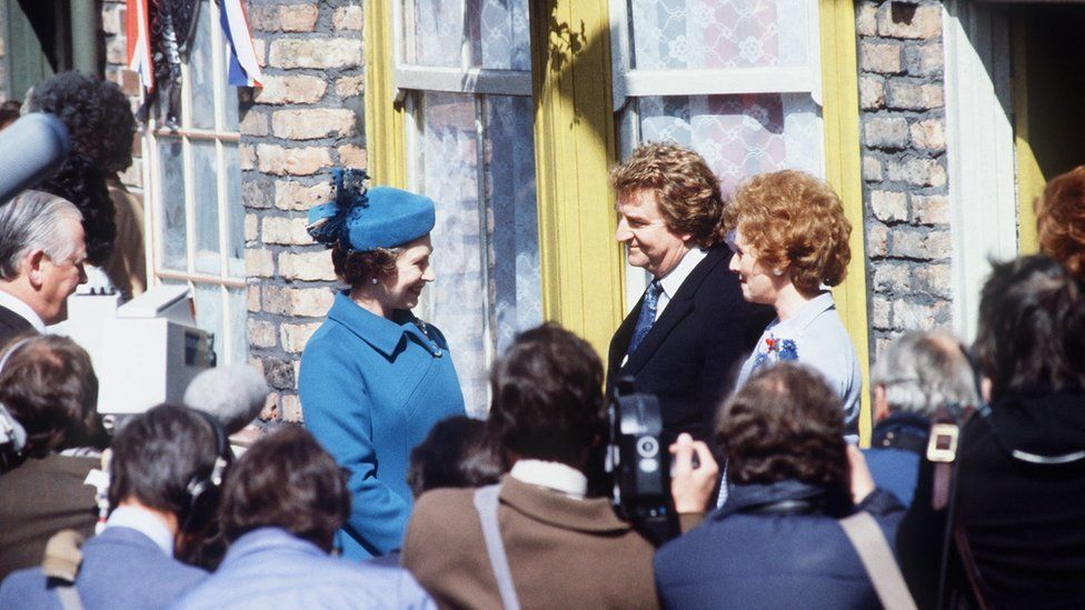 Queen Elizabeth II visits the set of Coronation Street