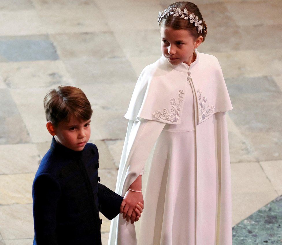 Prince Louis and Princess Charlotte at Westminster Abbey