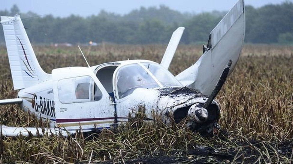 Crashed plane in potato field