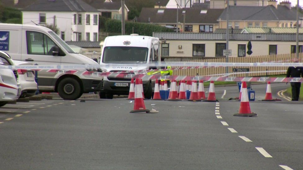 Police vehicles at the scene of the incident in Bundoran